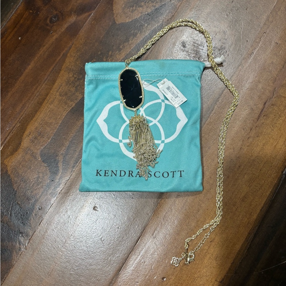 Kendra Scott Black Pendant Necklace with Gold Accents